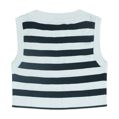 Ivory Striped Vest Sweater