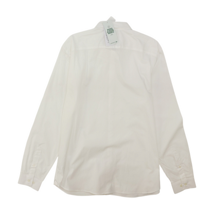 White Solid Long Sleeve Button Down