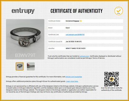 Silver GG Marmont Thin Leather Belt