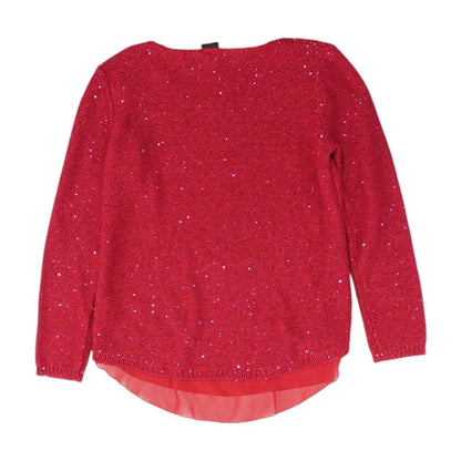 Red Solid Crewneck Sweater