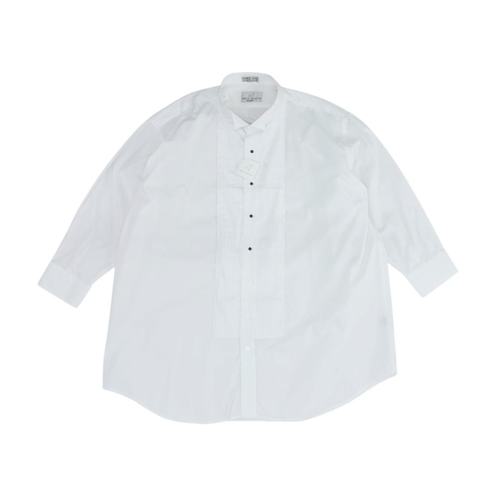White Solid Tuxedo Button Down
