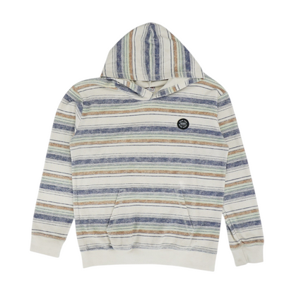Beige Striped Hoodie Pullover