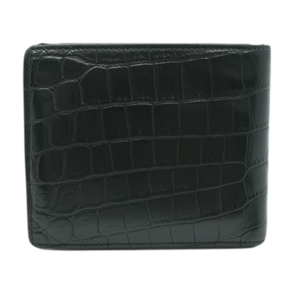 Black Paris East/West Wallet in Crocodile Embossed Leather