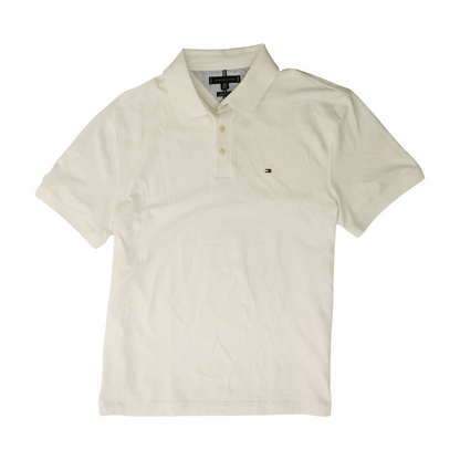 White Solid Short Sleeve Polo
