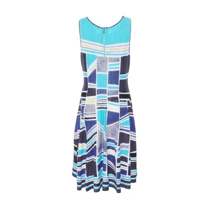 Blue Geometric Midi Dress