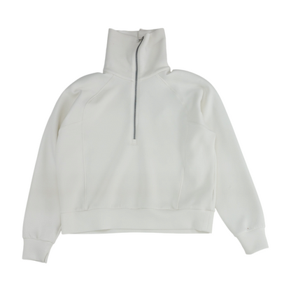 White Solid 1/4 Zip Pullover
