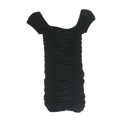 Black Solid Midi Dress