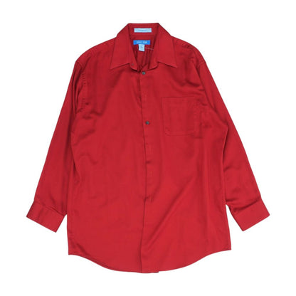 Red Solid Long Sleeve Button Down