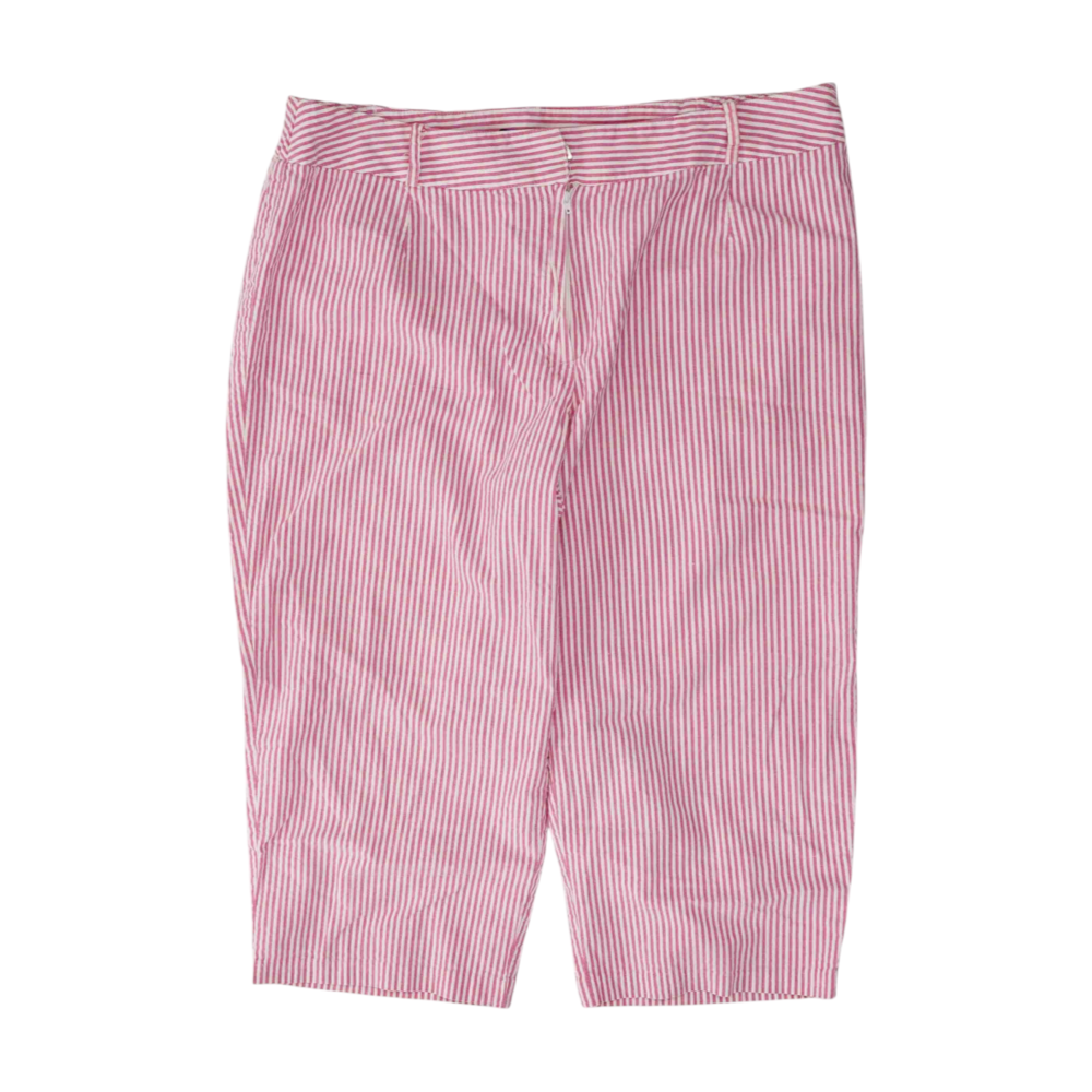 Pink Plus Size Striped Chino / Khaki Capris