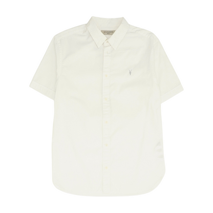 White Solid Long Sleeve Button Down