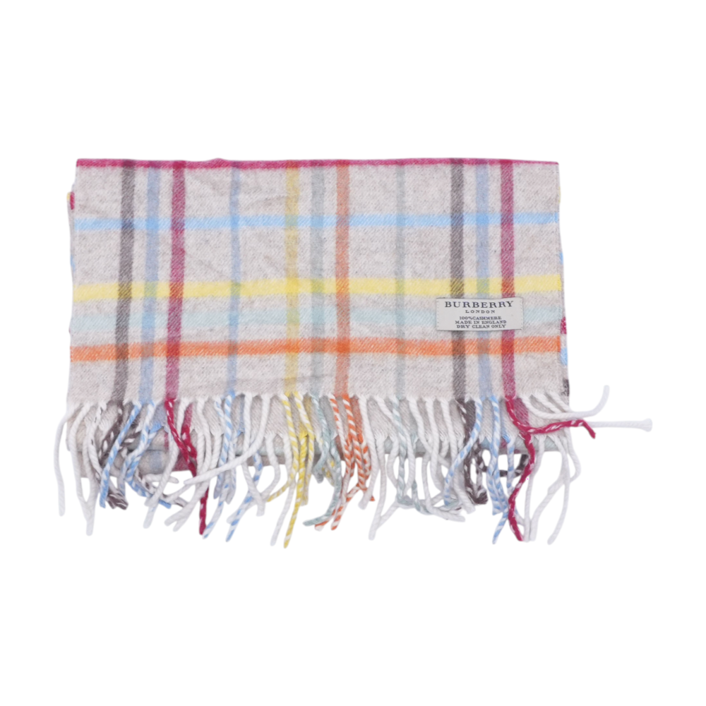 Multicolor Windowpane Check Cashmere Scarf