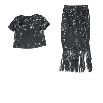 Black Solid Skirt Set
