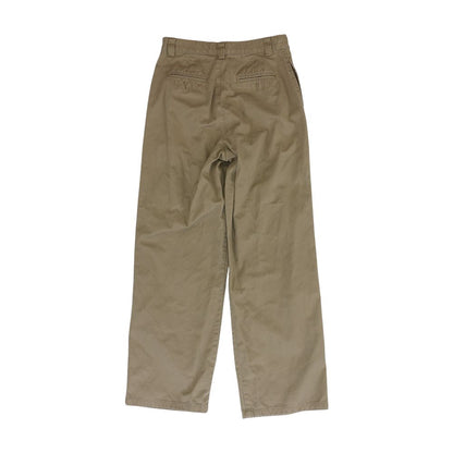 Vintage Beige Solid Pleat-Front Slacks