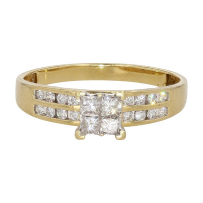 .33 ct 14K Gold Tension Set Princess Cut Diamond With Diamond Accents Ring
