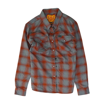 Orange Plaid Flannel Button Down