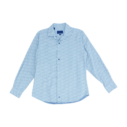 Blue Floral Long Sleeve Button Down