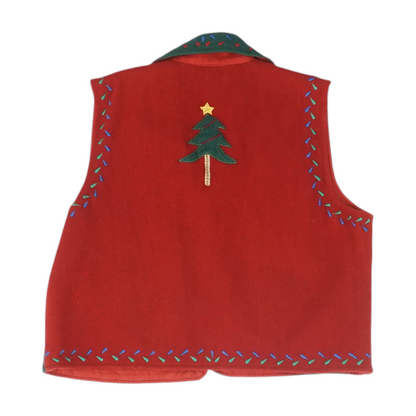 Vintage Red Graphic Vest Sweater
