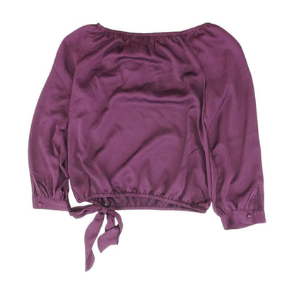 Purple Solid Long Sleeve Blouse