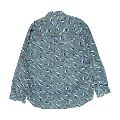 Brown Print Long Sleeve Button Down