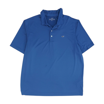 Blue Solid Short Sleeve Polo