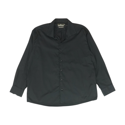Black Solid Long Sleeve Button Down