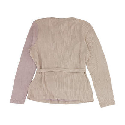 Beige Color Block Pullover Sweater