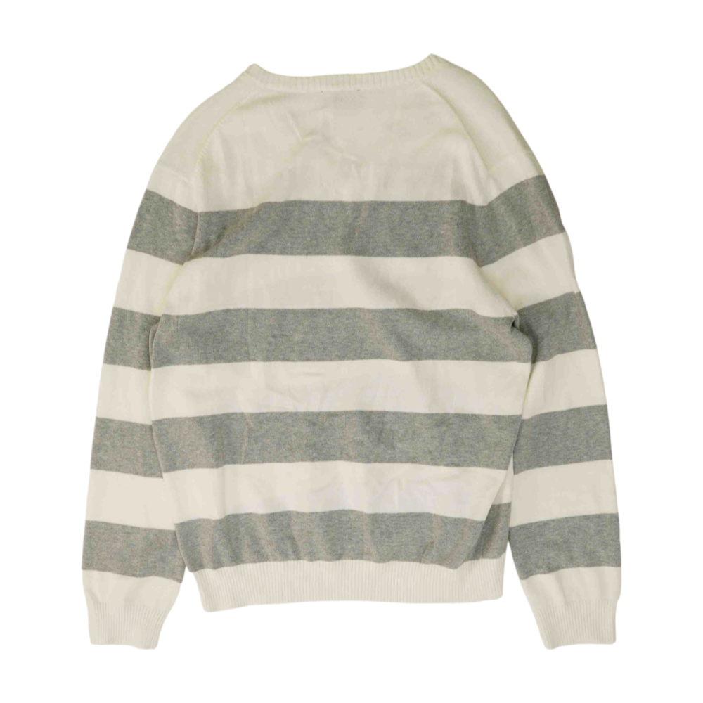 Gray Striped Pullover Sweater