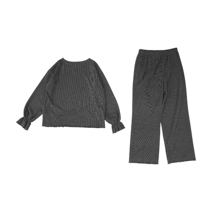 Gray Solid Pant Set