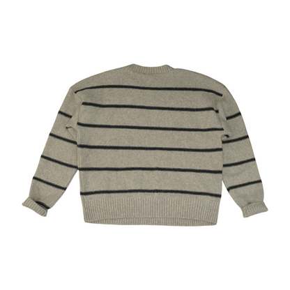 Beige Striped Pullover Sweater