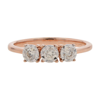 1/4 Ct 10K Rose Gold Illusion Set Diamond Anniversary Ring