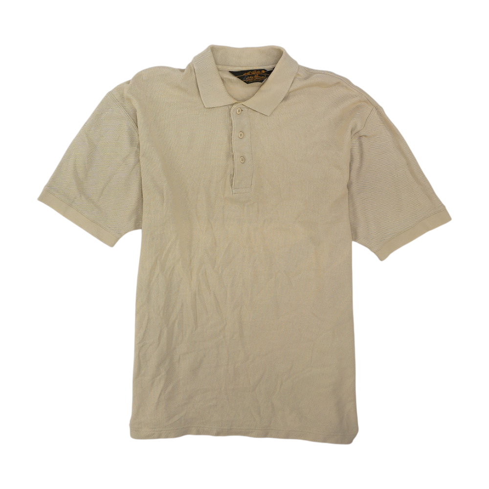 Beige Solid Short Sleeve Polo