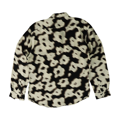 Beige Print Long Sleeve Button Down