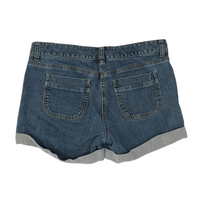 Blue Solid Denim Shorts