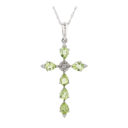 10K White Gold Peridot Pendant Necklace