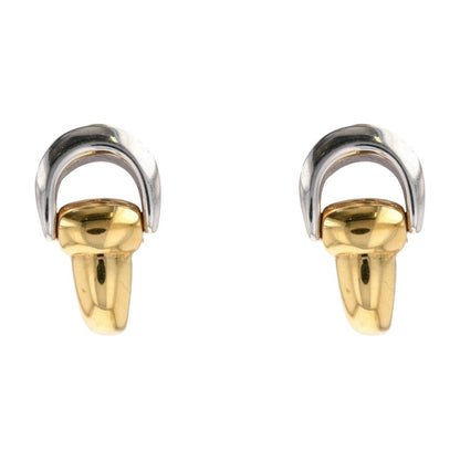 18K Two Tone Gold Stirrup Drop Earrings With Lever Backs