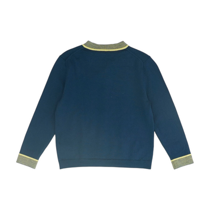 Navy Plus Color Block Cardigan Sweater
