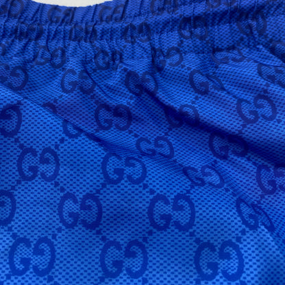 Blue Printed Technical Poplin Swim Shorts
