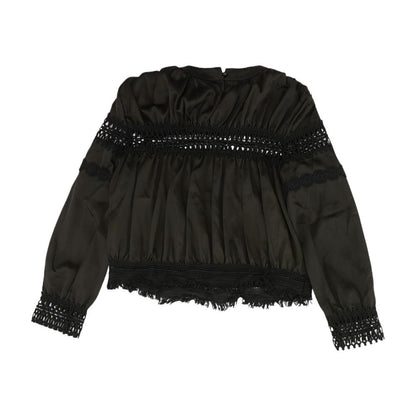 Black Solid Long Sleeve Blouse