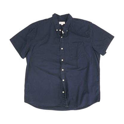 Navy Solid Short Sleeve Button Down