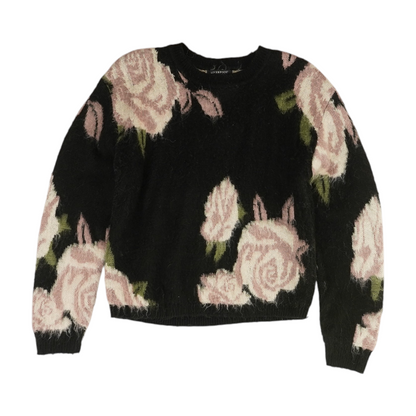 Black Floral Pullover Sweater
