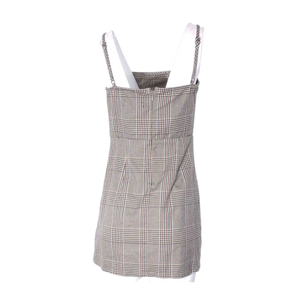 Gray Plaid Mini Dress