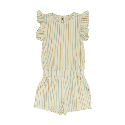 White Striped Short Sleeve One-Piece