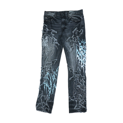 Gray Print Regular Jeans