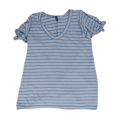 Blue Striped V Neck T-Shirt