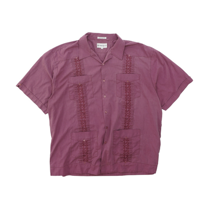 Vintage Mauve Solid Short Sleeve Button Down
