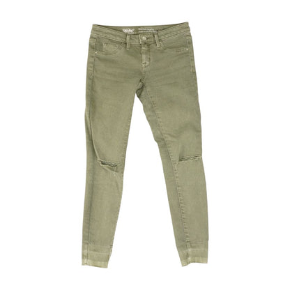 Green Solid Skinny Leg Jeans