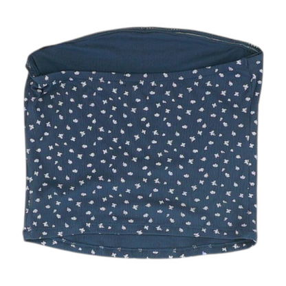 Navy Floral Cropped Blouse