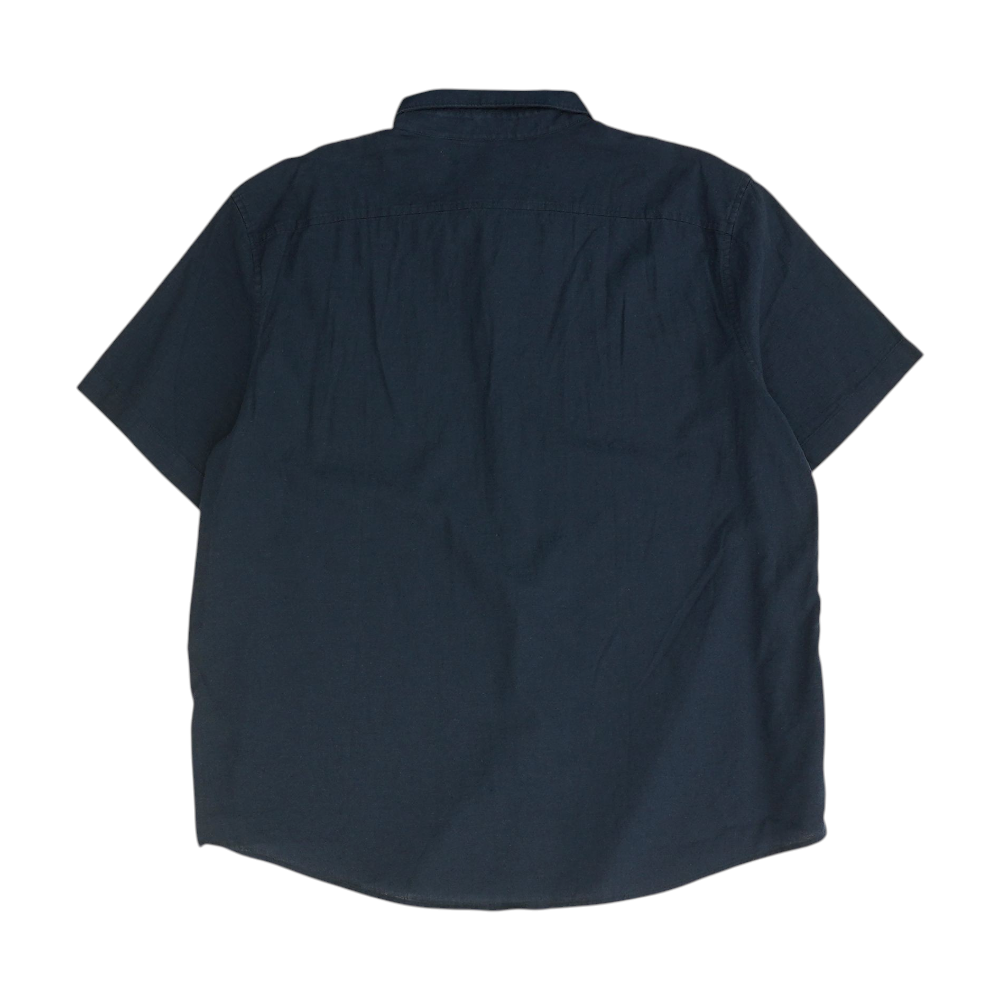 Navy Solid Short Sleeve Button Down