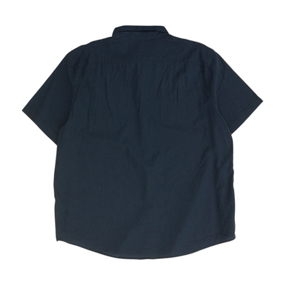 Navy Solid Short Sleeve Button Down