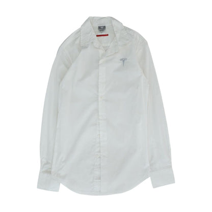White Solid Long Sleeve Button Down